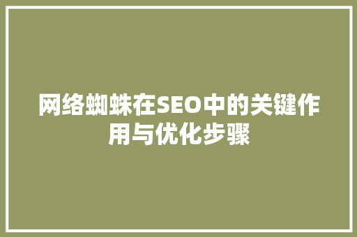 网络蜘蛛在SEO中的关键作用与优化步骤