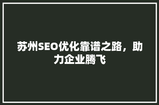 苏州SEO优化靠谱之路，助力企业腾飞