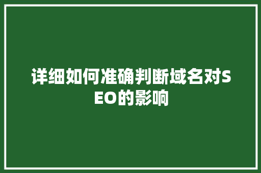 详细如何准确判断域名对SEO的影响