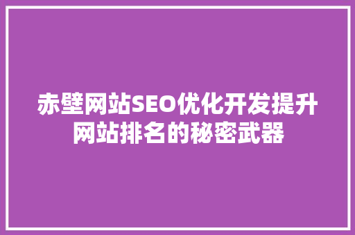 赤壁网站SEO优化开发提升网站排名的秘密武器