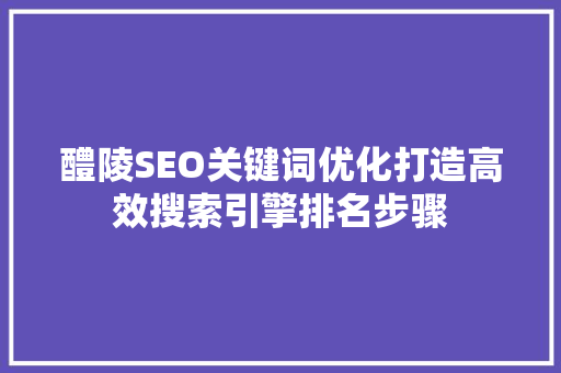 醴陵SEO关键词优化打造高效搜索引擎排名步骤