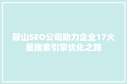 鞍山SEO公司助力企业17火星搜索引擎优化之路