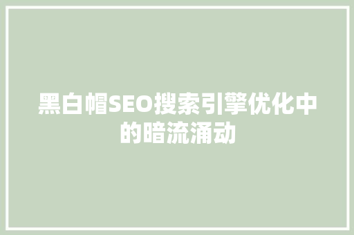 黑白帽SEO搜索引擎优化中的暗流涌动