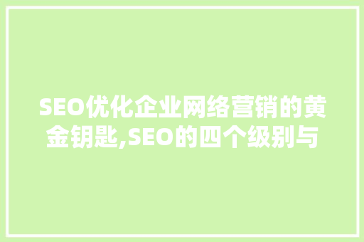 SEO优化企业网络营销的黄金钥匙,SEO的四个级别与步骤