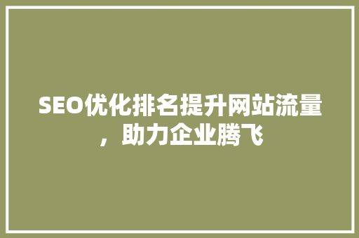 SEO优化排名提升网站流量，助力企业腾飞