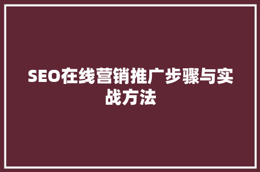 SEO在线营销推广步骤与实战方法