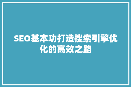 SEO基本功打造搜索引擎优化的高效之路
