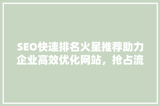 SEO快速排名火星推荐助力企业高效优化网站，抢占流量红利