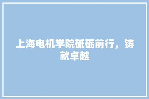 上海电机学院砥砺前行，铸就卓越