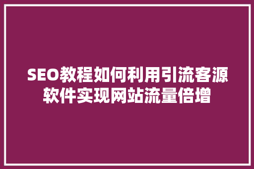 SEO教程如何利用引流客源软件实现网站流量倍增