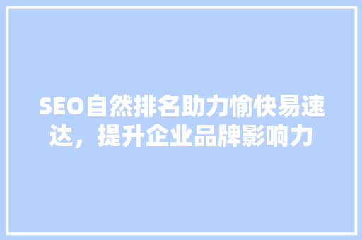SEO自然排名助力愉快易速达，提升企业品牌影响力