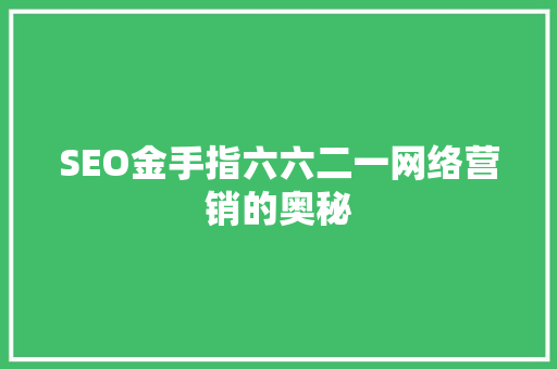 SEO金手指六六二一网络营销的奥秘