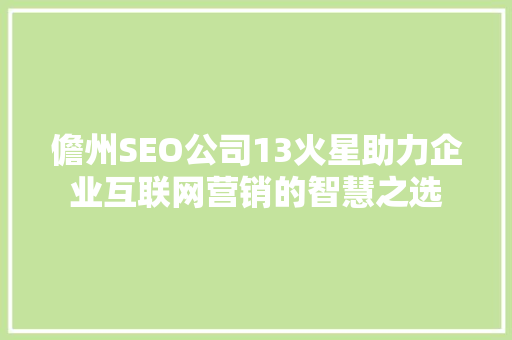 儋州SEO公司13火星助力企业互联网营销的智慧之选