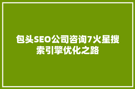 包头SEO公司咨询7火星搜索引擎优化之路