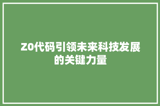 Z0代码引领未来科技发展的关键力量