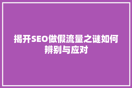 揭开SEO做假流量之谜如何辨别与应对