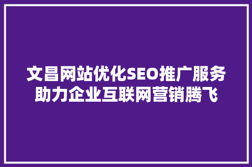 文昌网站优化SEO推广服务助力企业互联网营销腾飞