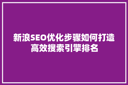新浪SEO优化步骤如何打造高效搜索引擎排名