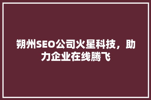 朔州SEO公司火星科技，助力企业在线腾飞