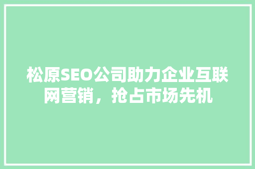 松原SEO公司助力企业互联网营销，抢占市场先机