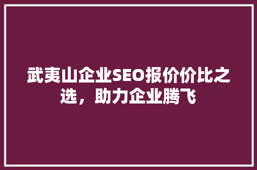 武夷山企业SEO报价价比之选，助力企业腾飞