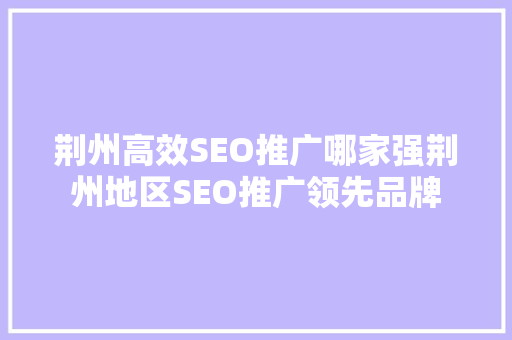 荆州高效SEO推广哪家强荆州地区SEO推广领先品牌