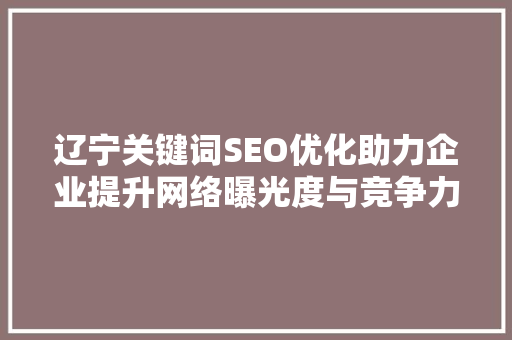辽宁关键词SEO优化助力企业提升网络曝光度与竞争力  第1张