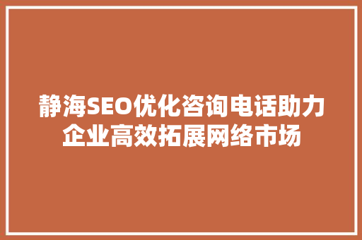 静海SEO优化咨询电话助力企业高效拓展网络市场