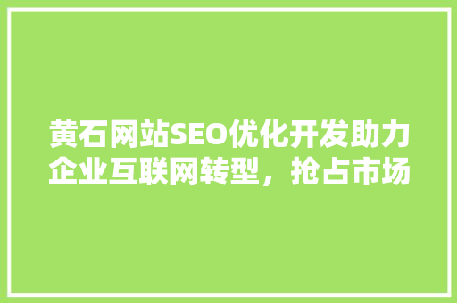 黄石网站SEO优化开发助力企业互联网转型，抢占市场先机