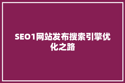 SEO1网站发布搜索引擎优化之路