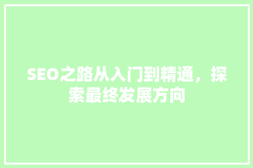 SEO之路从入门到精通，探索最终发展方向