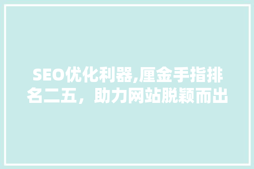 SEO优化利器,厘金手指排名二五，助力网站脱颖而出