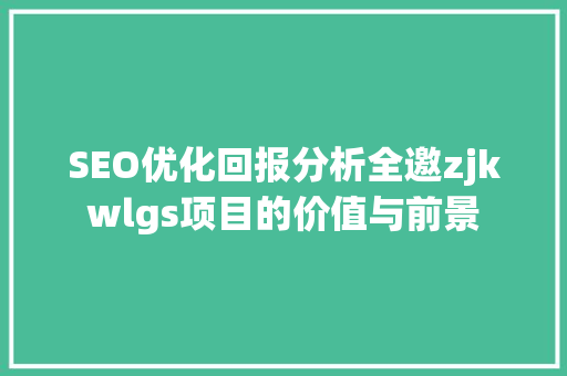 SEO优化回报分析全邀zjkwlgs项目的价值与前景