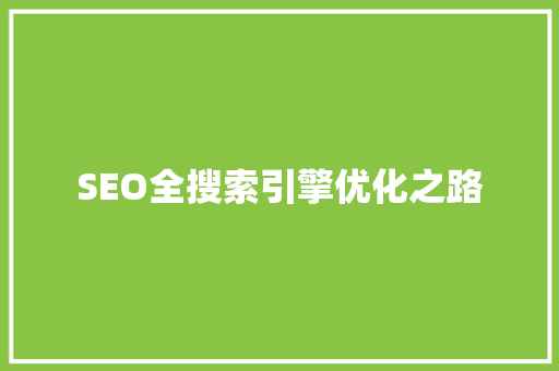 SEO全搜索引擎优化之路
