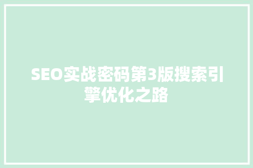 SEO实战密码第3版搜索引擎优化之路