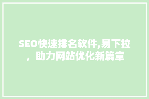 SEO快速排名软件,易下拉，助力网站优化新篇章