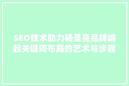 SEO技术助力杨圣亮品牌崛起关键词布局的艺术与步骤
