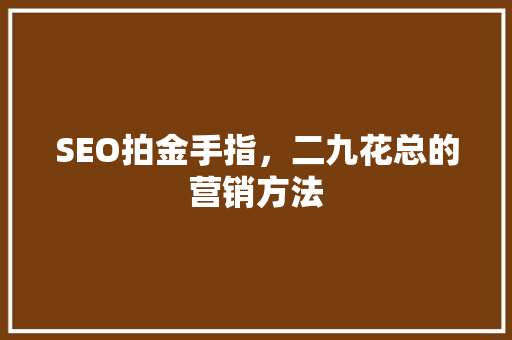 SEO拍金手指，二九花总的营销方法