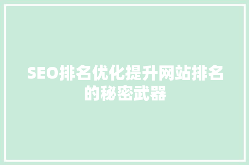 SEO排名优化提升网站排名的秘密武器