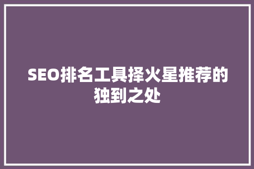 SEO排名工具择火星推荐的独到之处