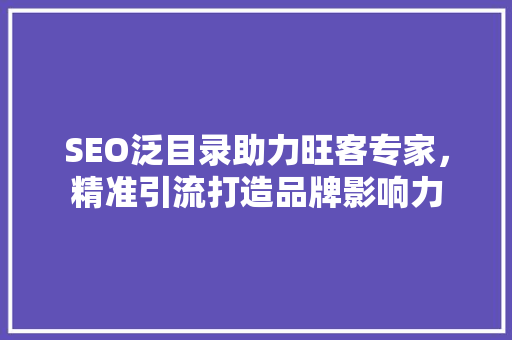 SEO泛目录助力旺客专家，精准引流打造品牌影响力