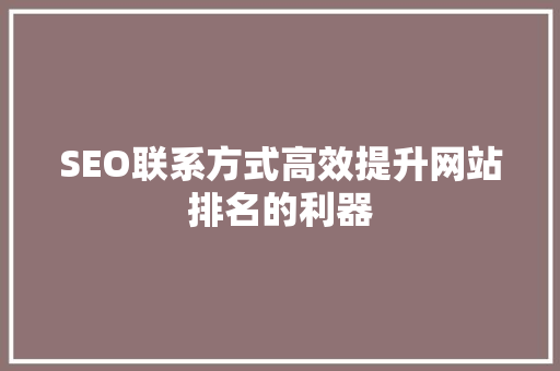 SEO联系方式高效提升网站排名的利器