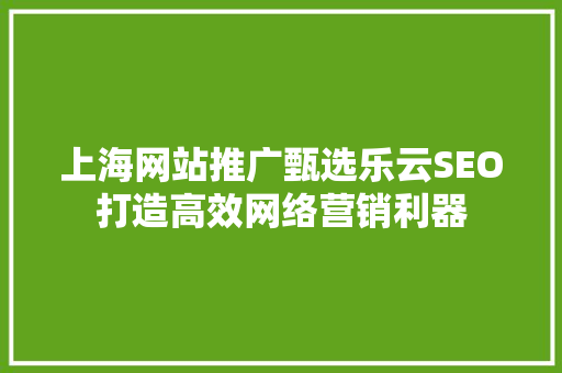 上海网站推广甄选乐云SEO打造高效网络营销利器