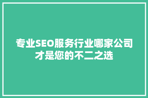 专业SEO服务行业哪家公司才是您的不二之选