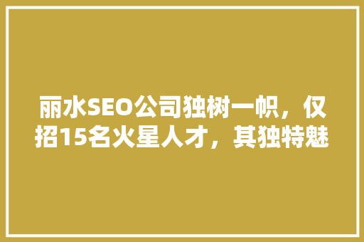 丽水SEO公司独树一帜，仅招15名火星人才，其独特魅力
