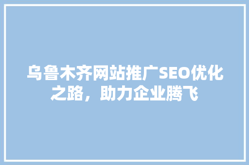 乌鲁木齐网站推广SEO优化之路，助力企业腾飞