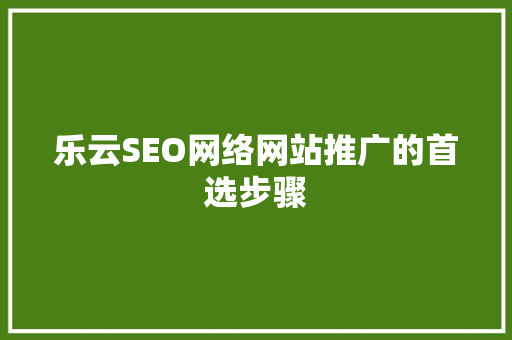 乐云SEO网络网站推广的首选步骤