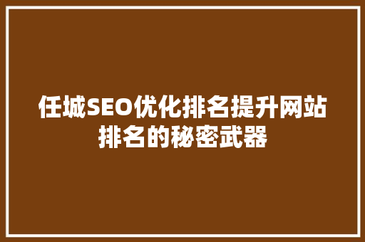 任城SEO优化排名提升网站排名的秘密武器