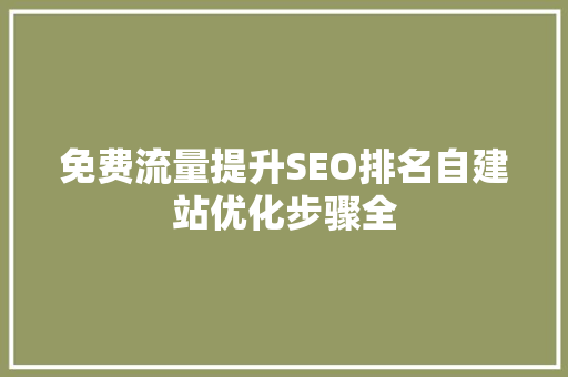 免费流量提升SEO排名自建站优化步骤全