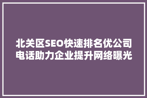 北关区SEO快速排名优公司电话助力企业提升网络曝光度